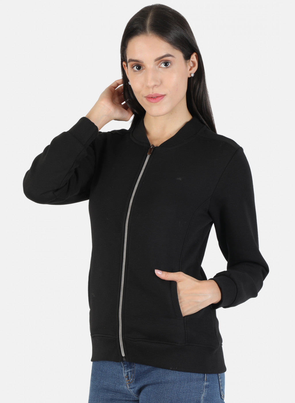 Women Black Solid Sweatshirt