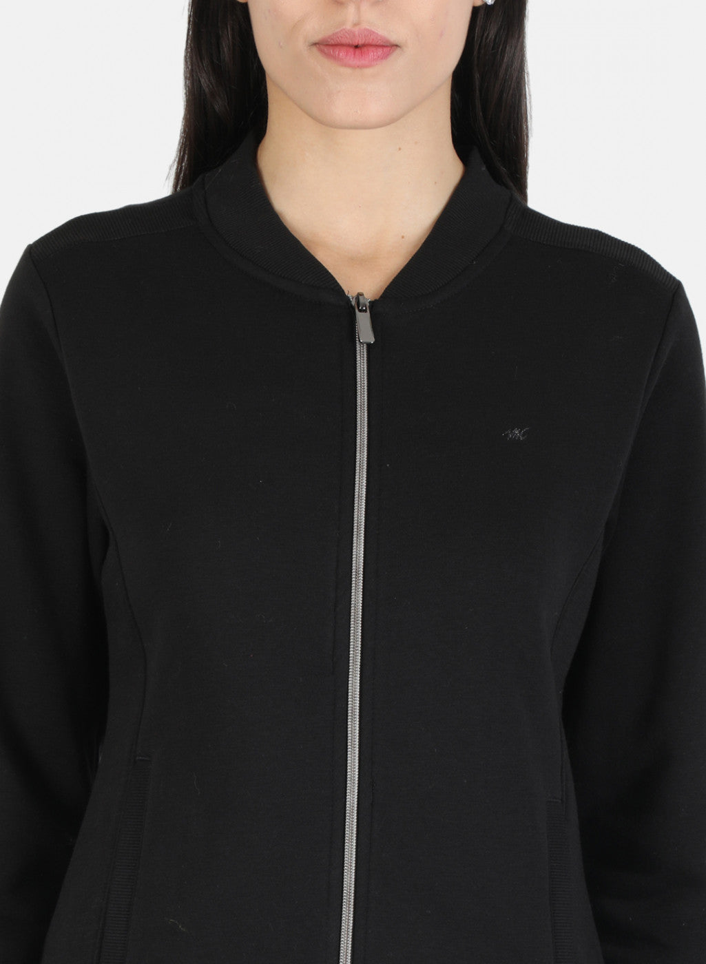 Women Black Solid Sweatshirt