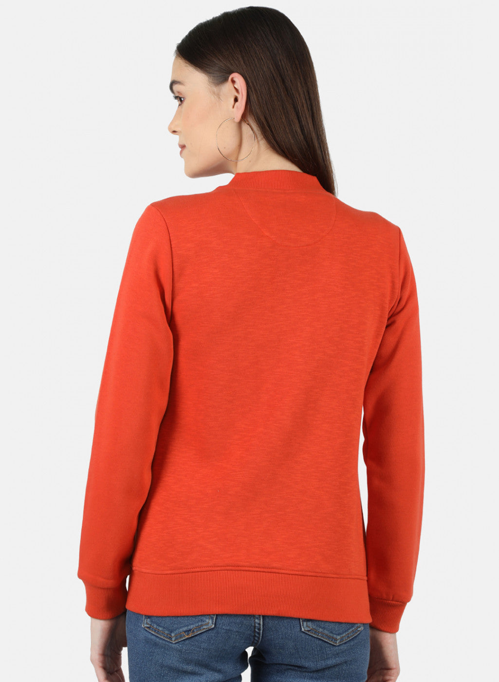 Women Orange Solid Sweatshirt