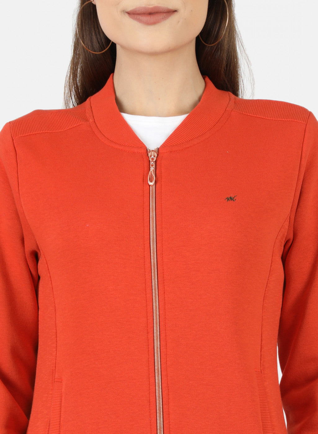 Women Orange Solid Sweatshirt