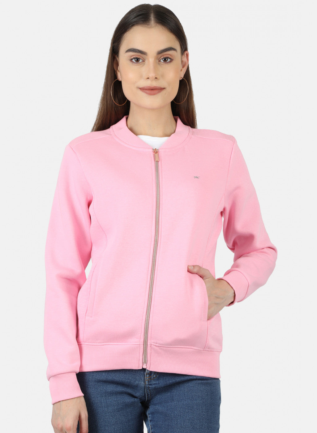 Women Pink Solid Sweatshirt