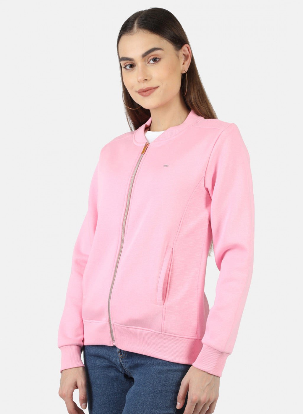 Women Pink Solid Sweatshirt