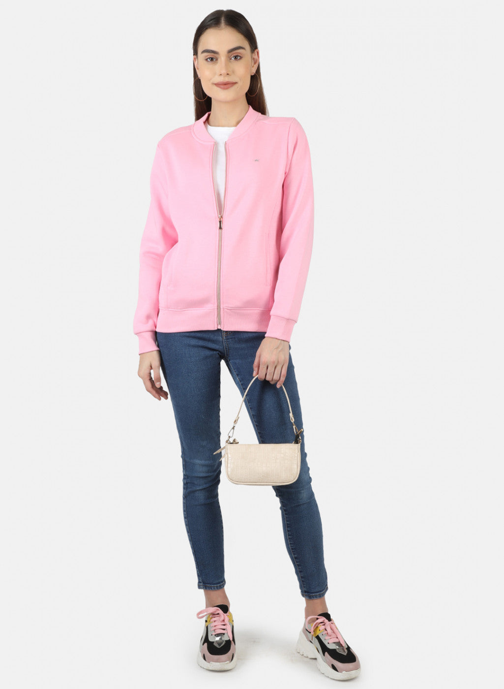 Women Pink Solid Sweatshirt