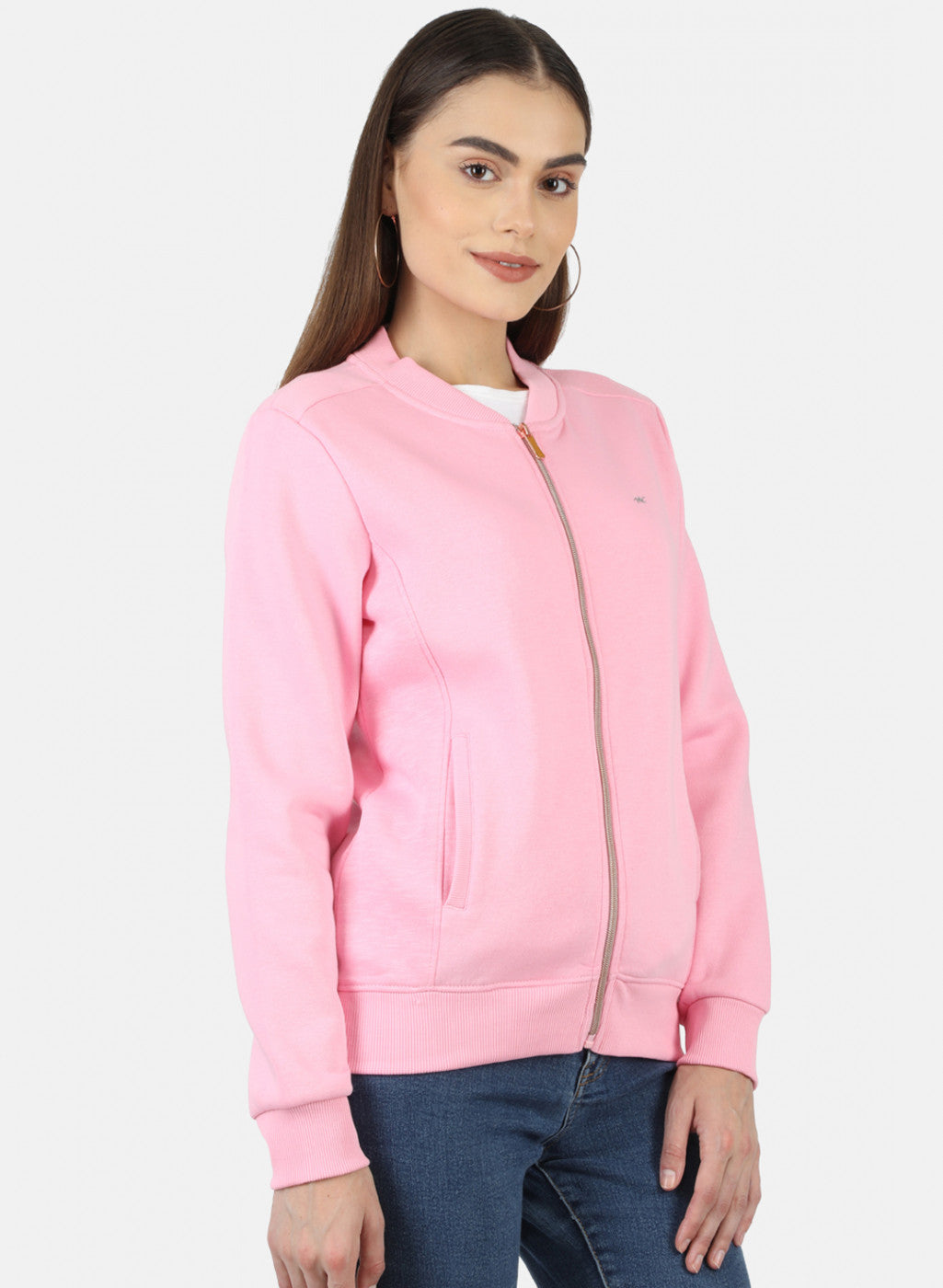 Women Pink Solid Sweatshirt