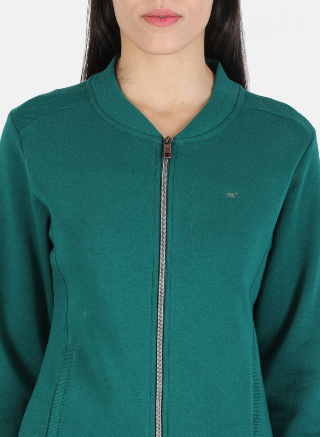 Women Green Solid Sweatshirt