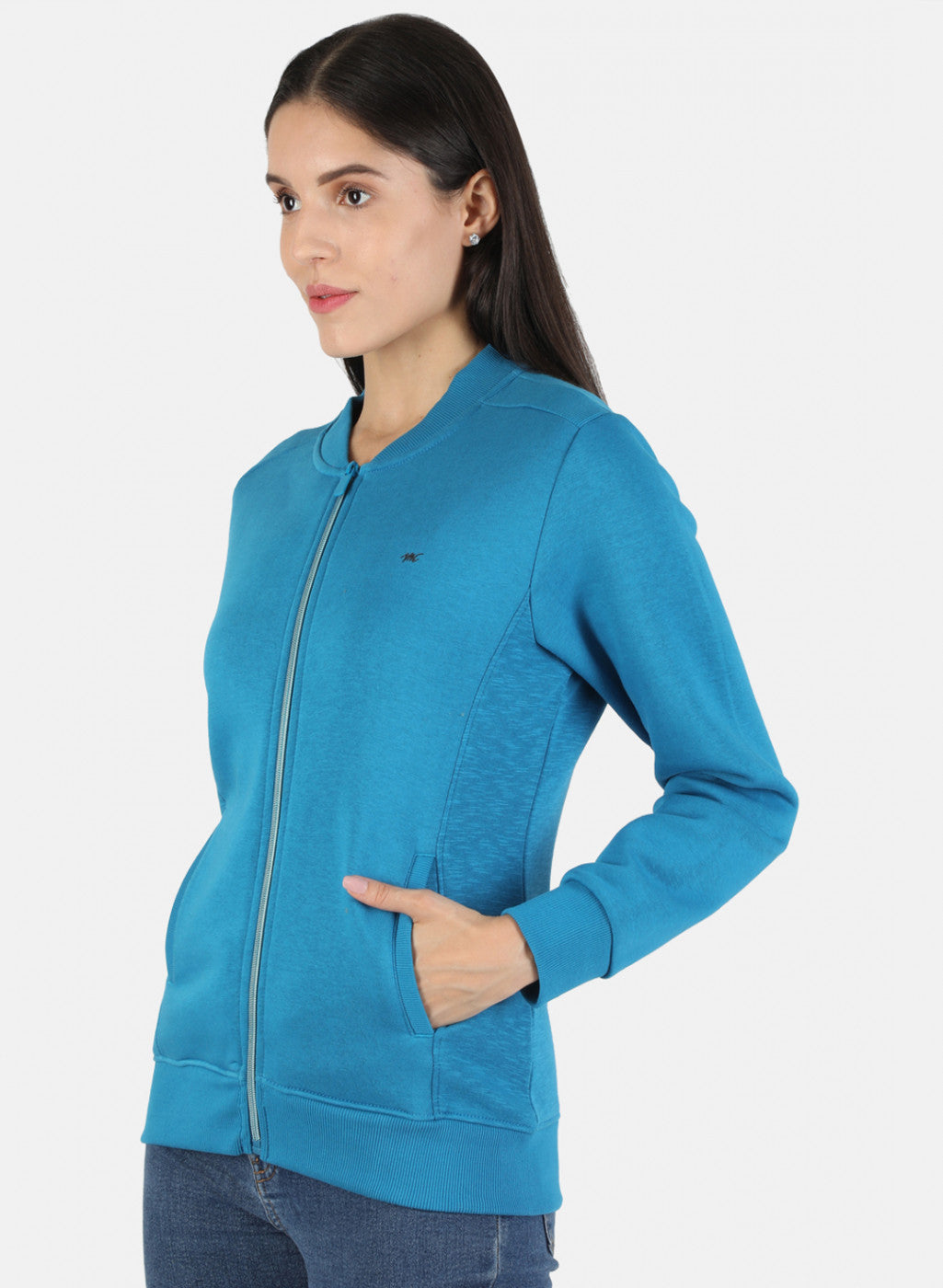 Women Blue Solid Sweatshirt