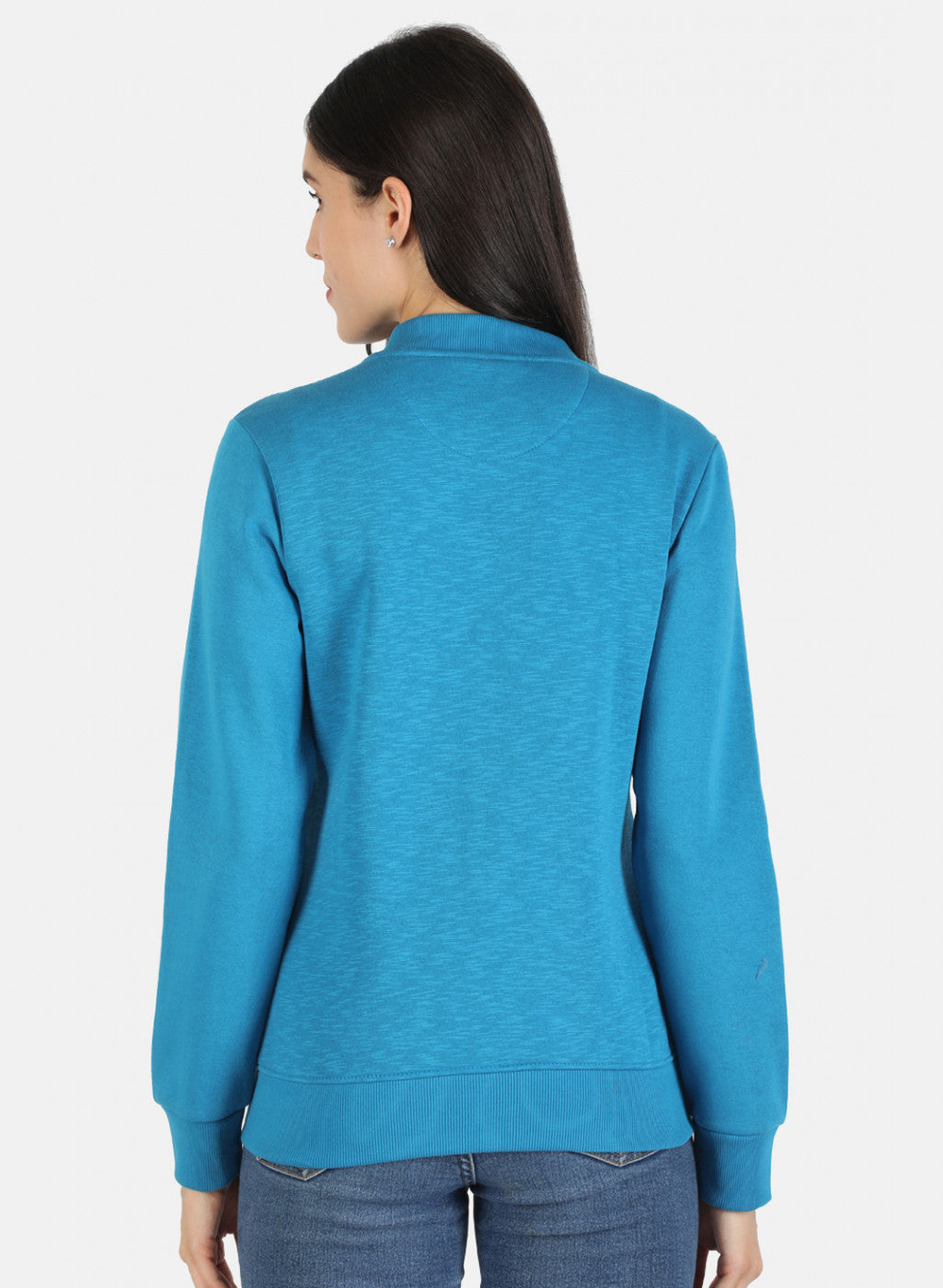 Women Blue Solid Sweatshirt