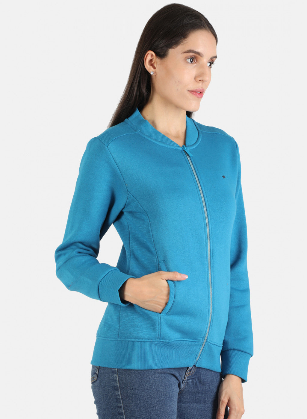 Women Blue Solid Sweatshirt