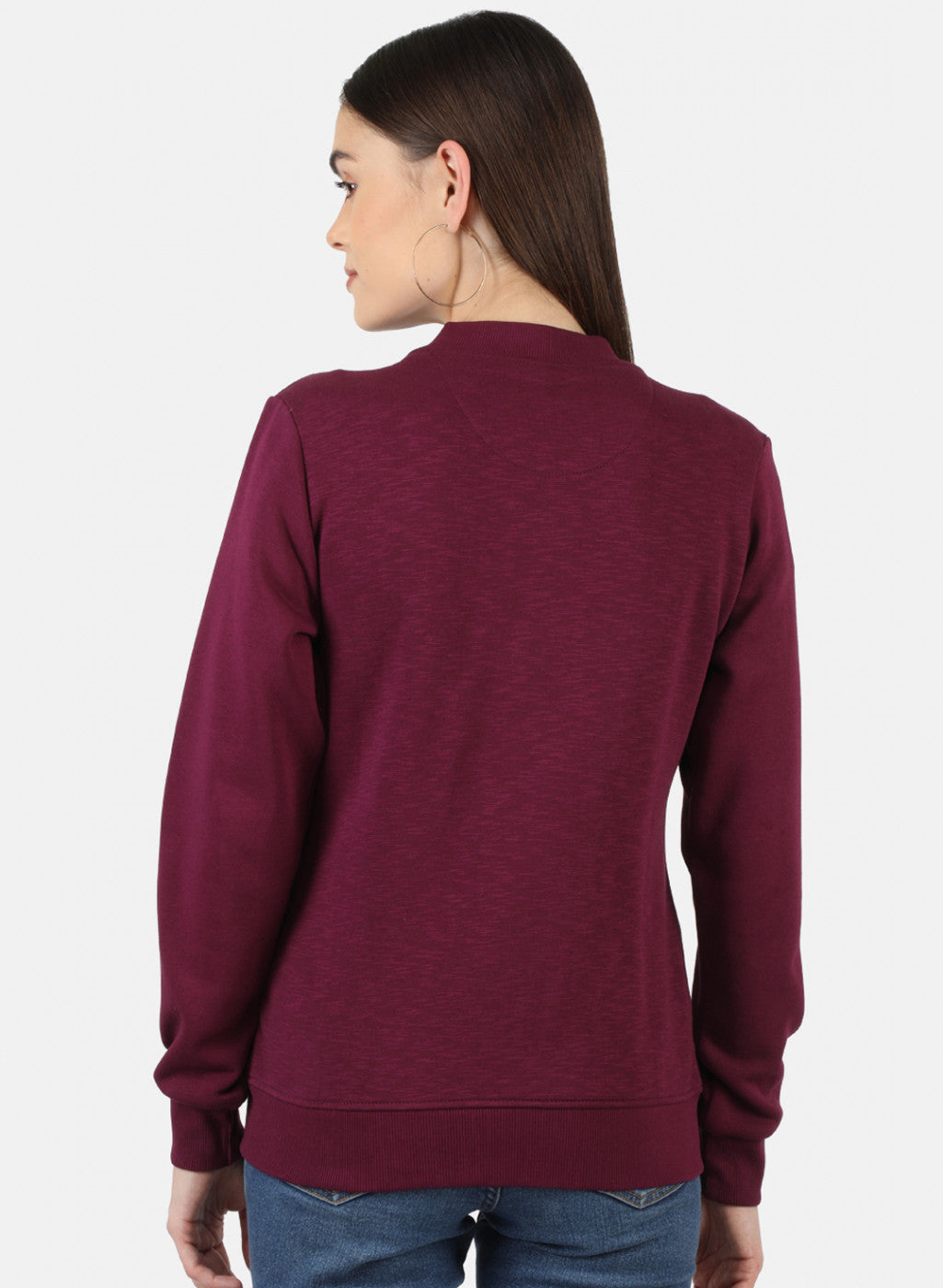 Women Purple Solid Sweatshirt