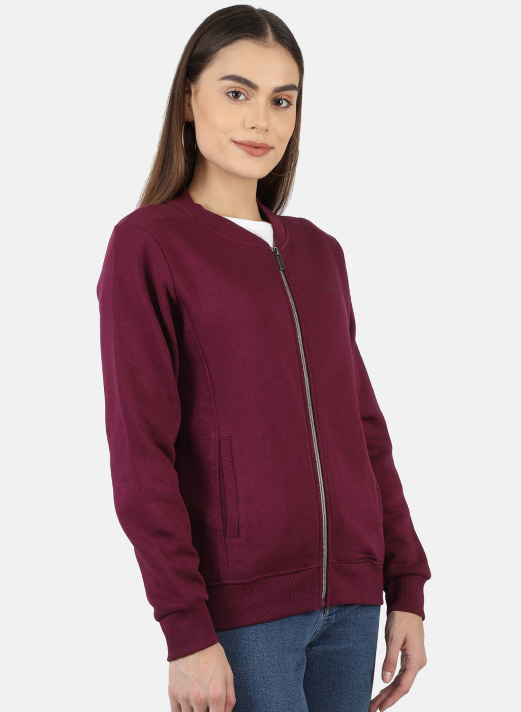 Women Purple Solid Sweatshirt