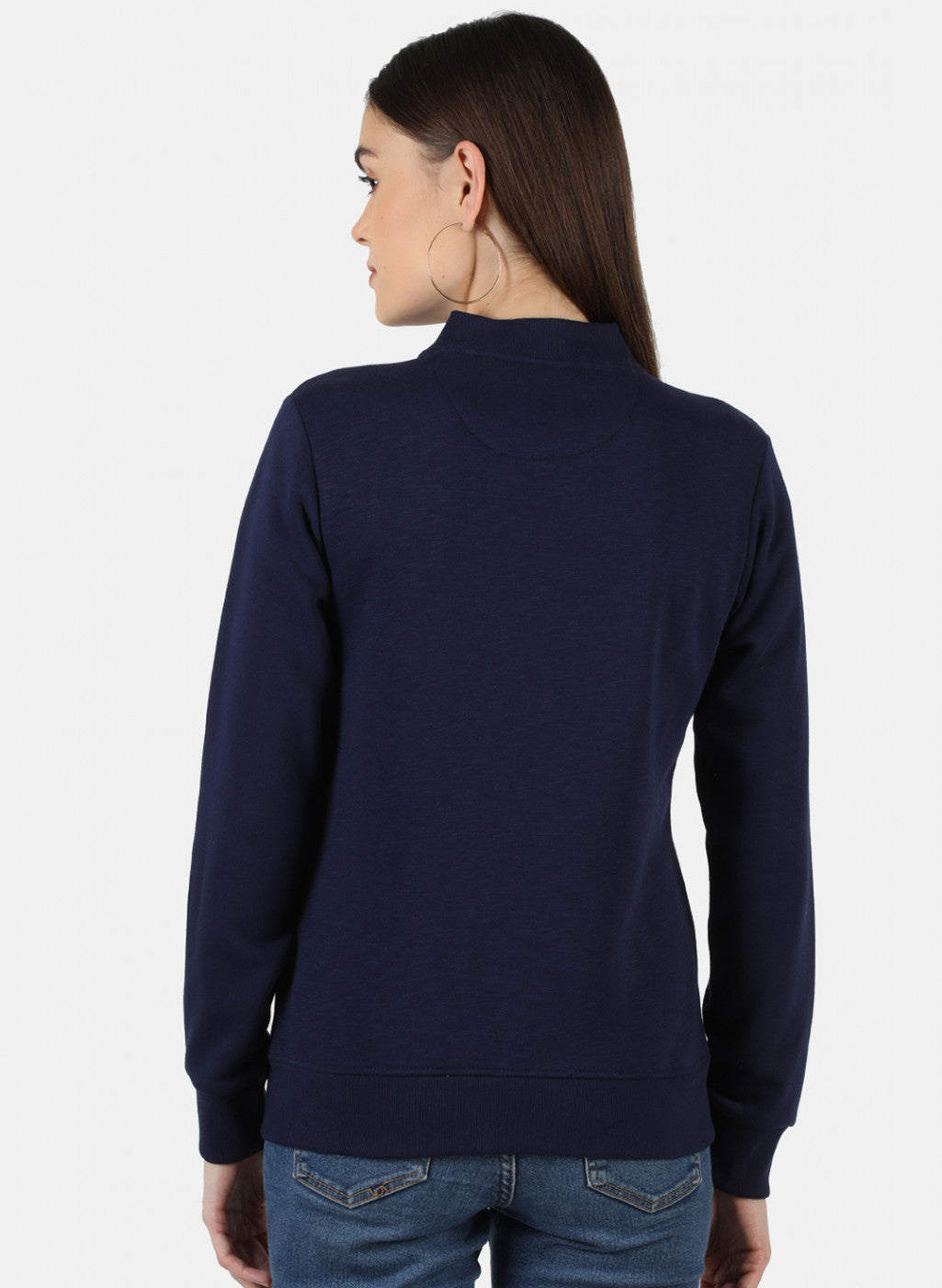 Women Blue Solid Sweatshirt