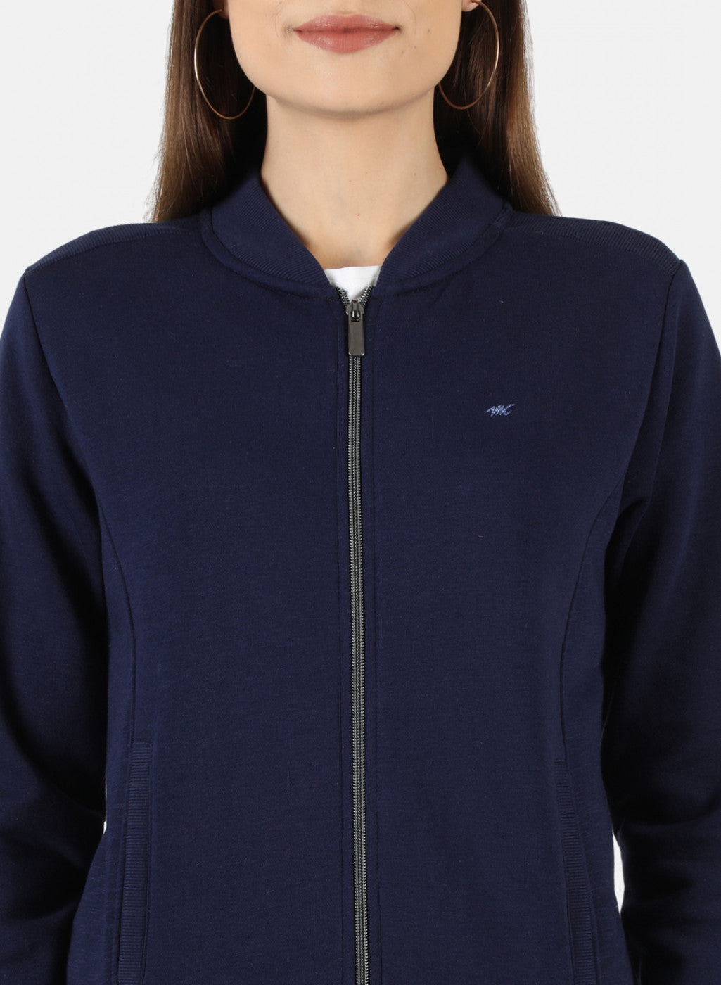 Women Blue Solid Sweatshirt