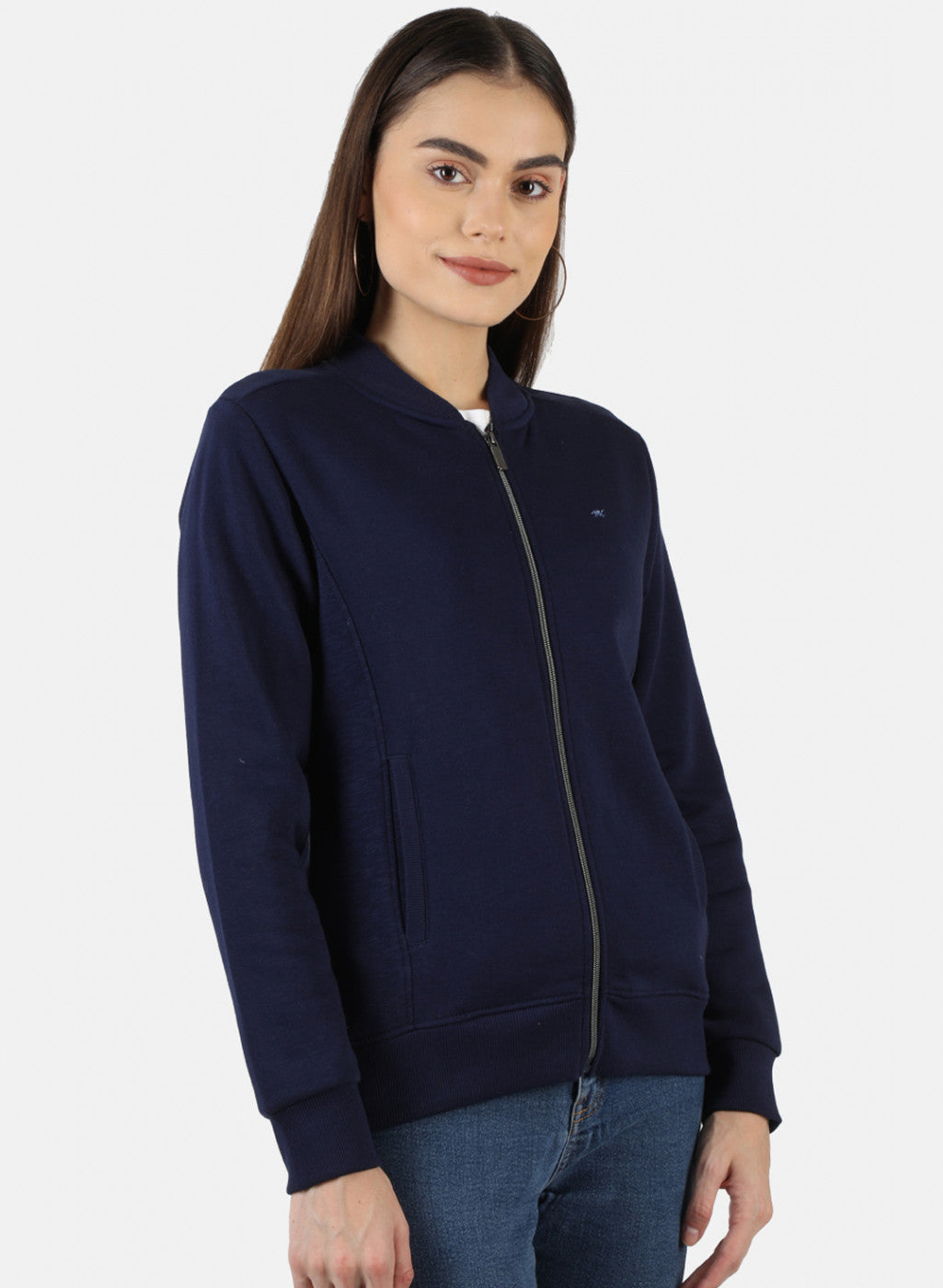 Women Blue Solid Sweatshirt