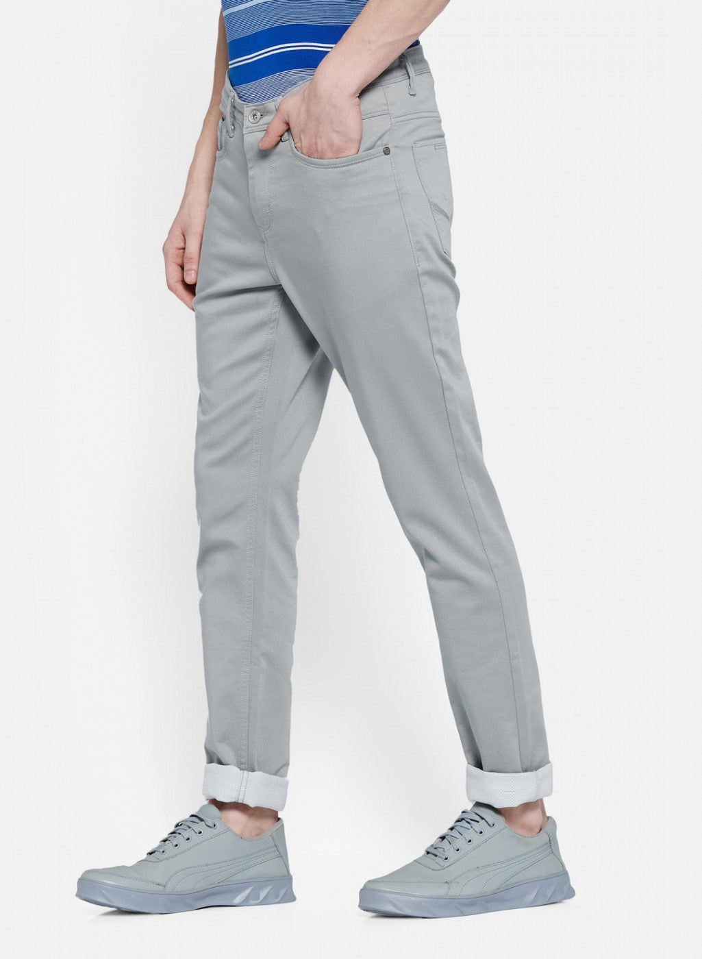 Mens Grey Slim Fit Trouser