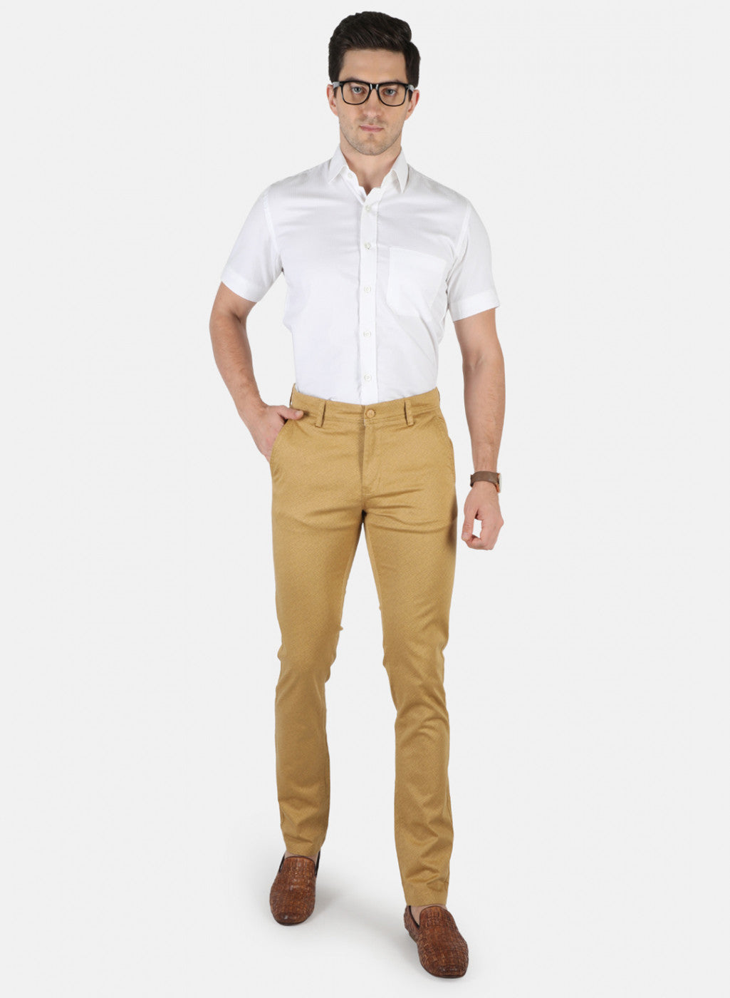 Men Khaki Printed Trouser