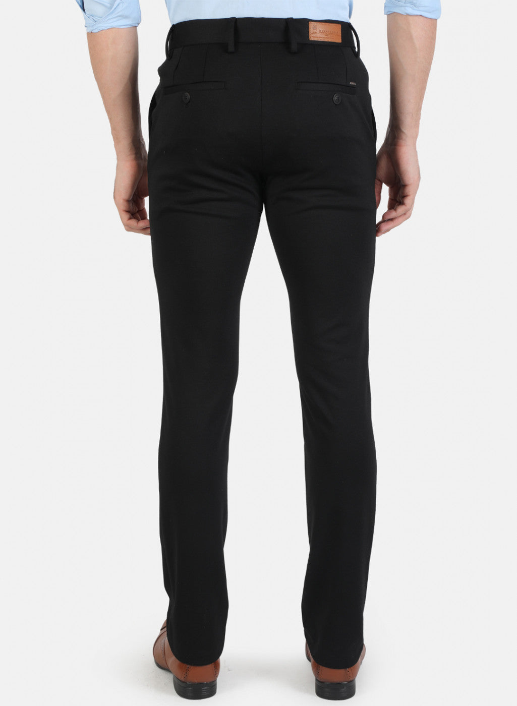 Men Black Solid Trouser