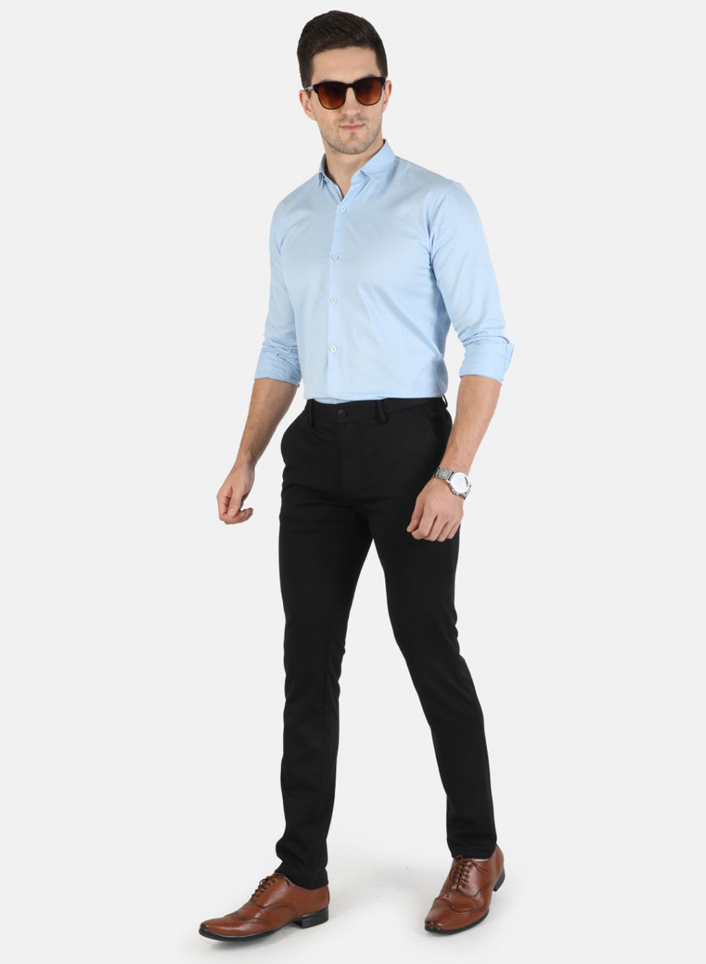 Men Black Solid Trouser