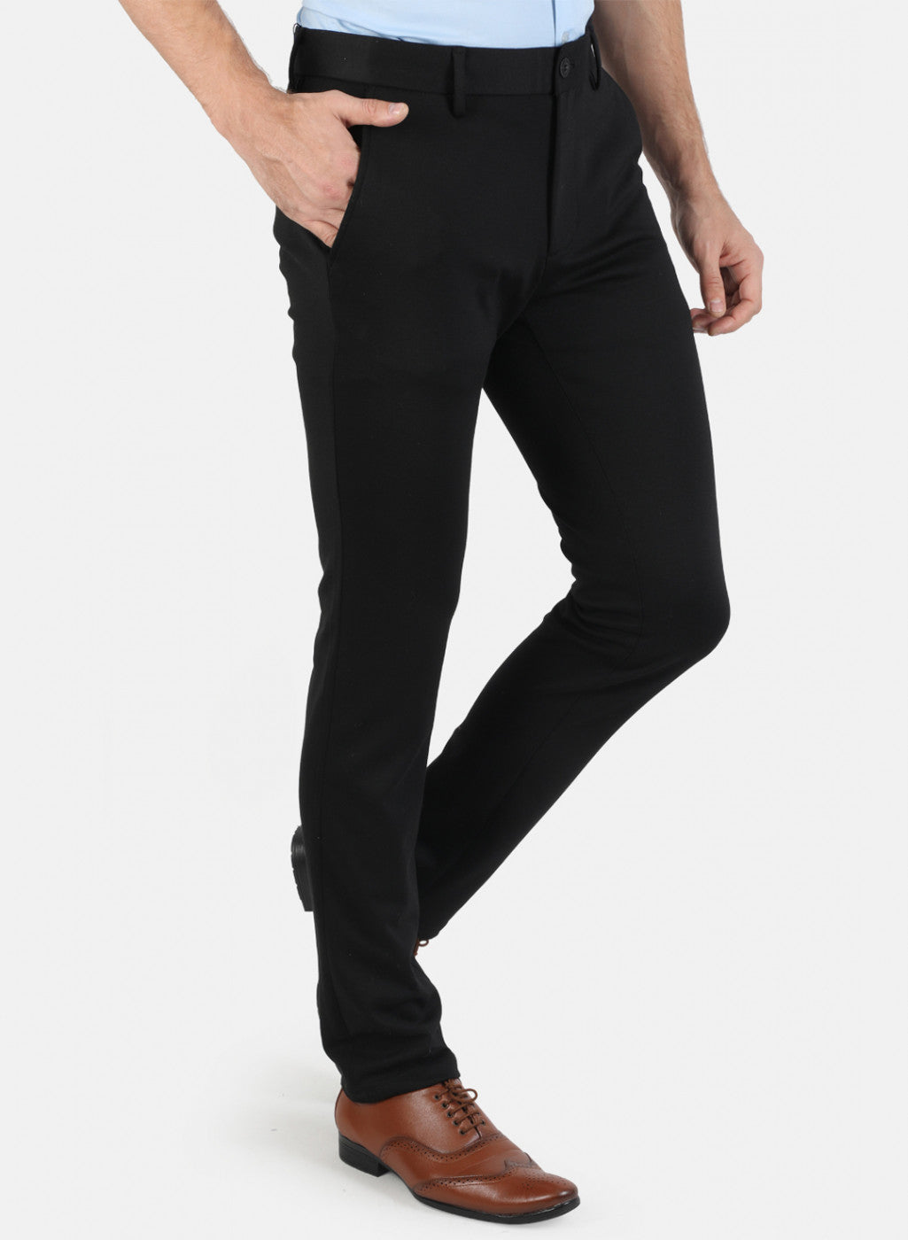 Men Black Solid Trouser