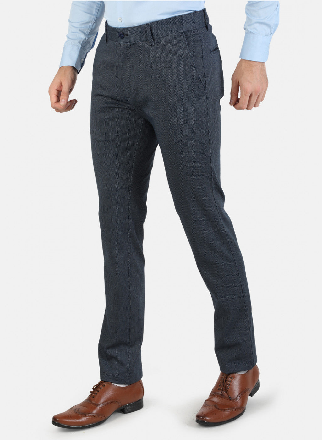 Men Navy Blue Printed Trouser