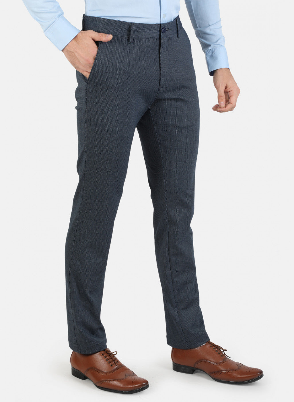 Men Navy Blue Printed Trouser