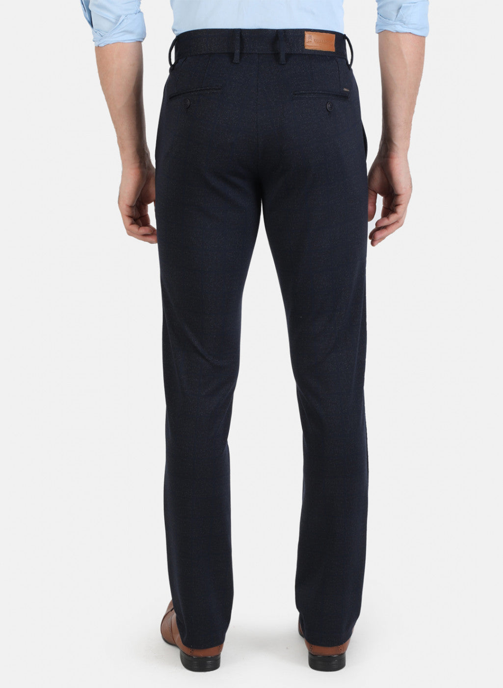 Men Navy Blue Check Trouser