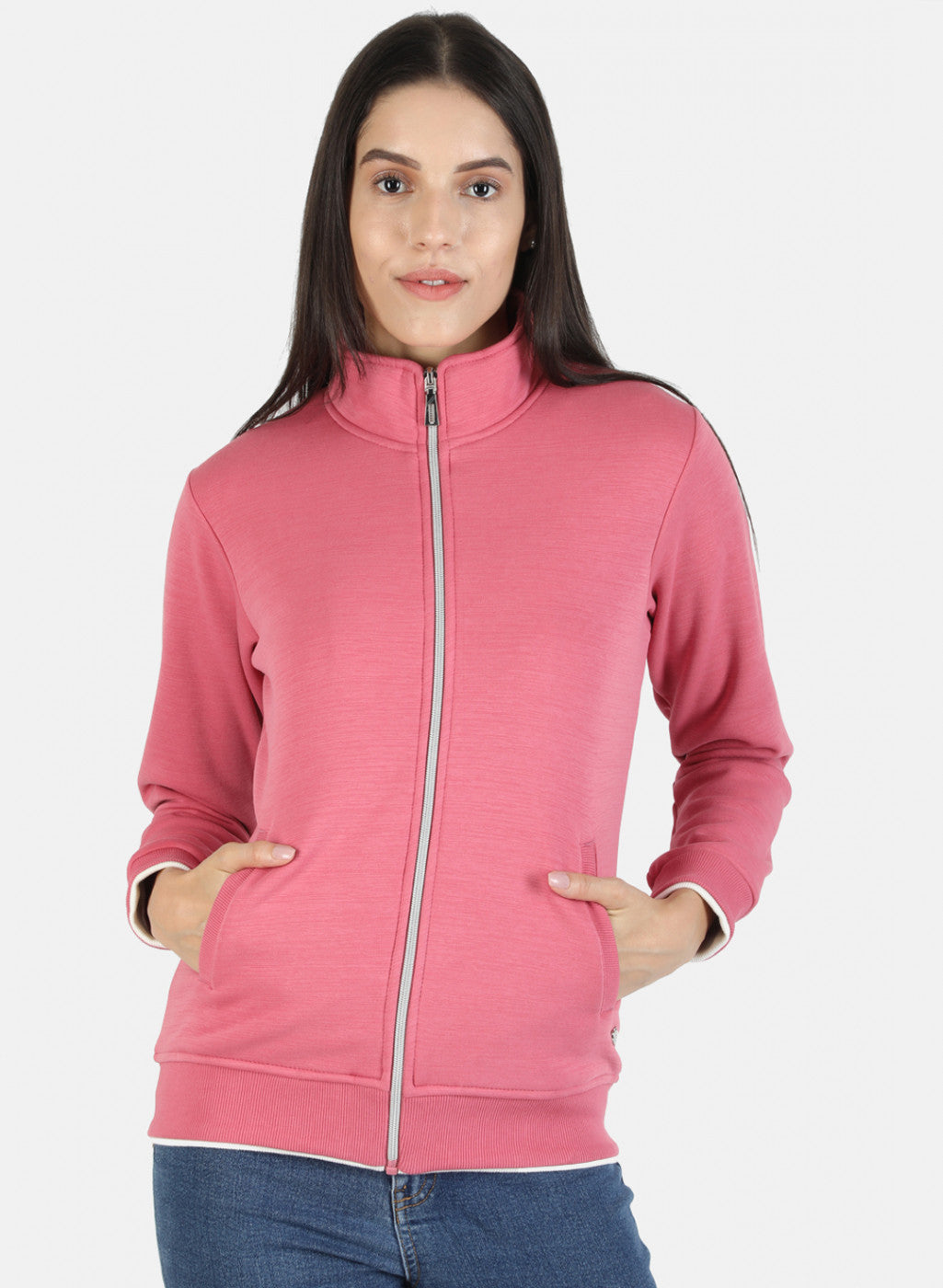 Women Pink Solid Sweatshirt