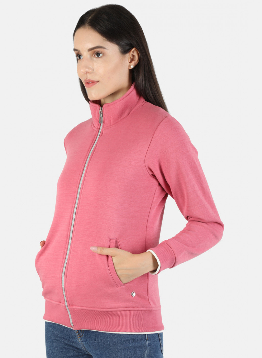 Women Pink Solid Sweatshirt