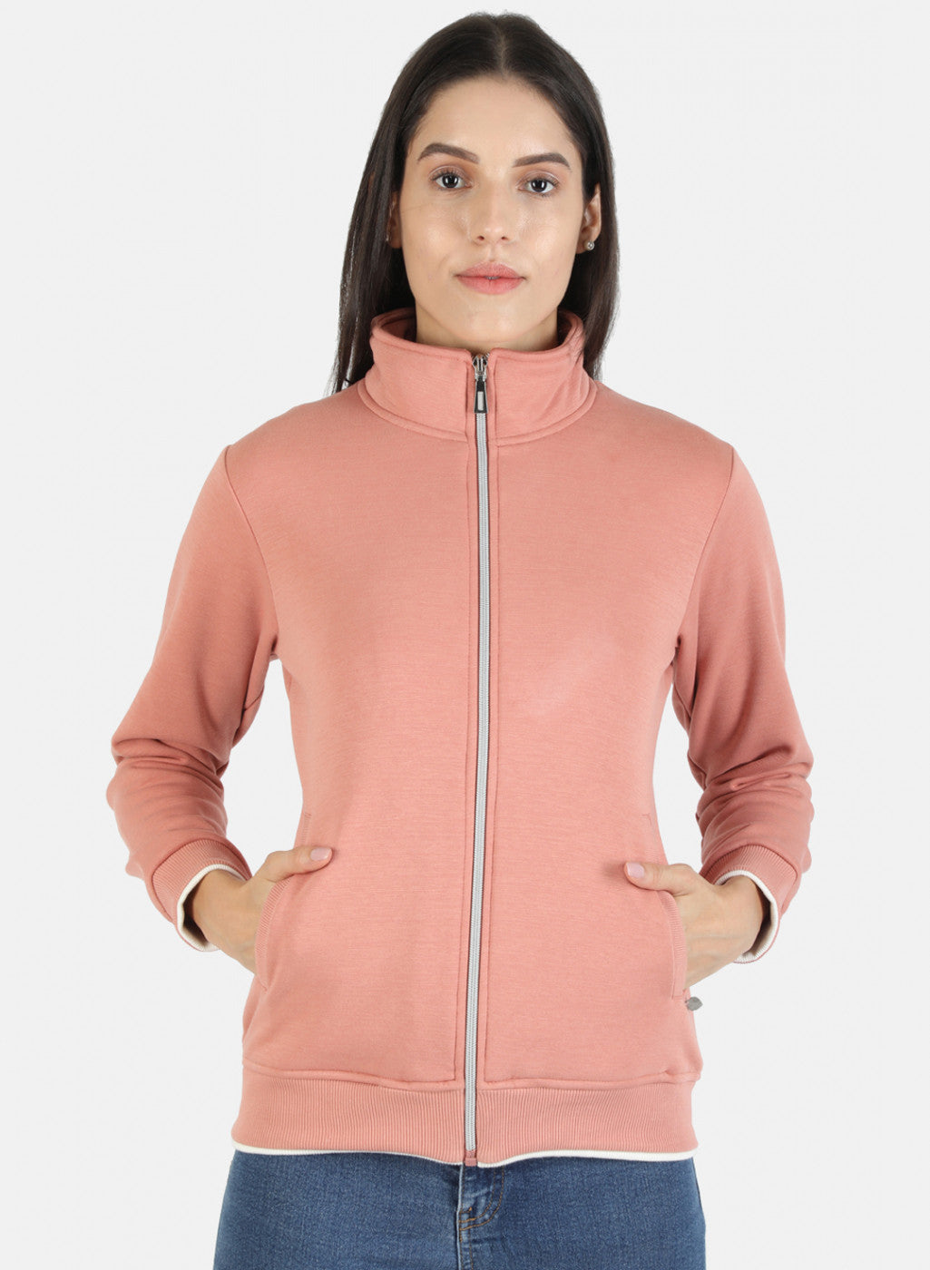 Women Beige Solid Sweatshirt