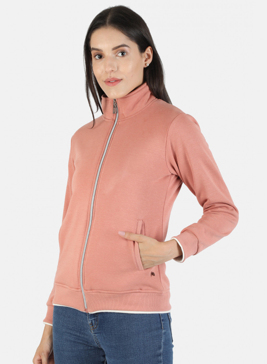 Women Beige Solid Sweatshirt