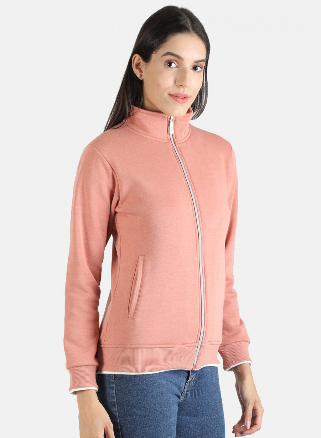 Women Beige Solid Sweatshirt