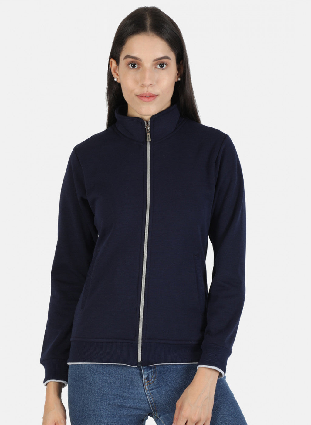 Women Blue Solid Sweatshirt