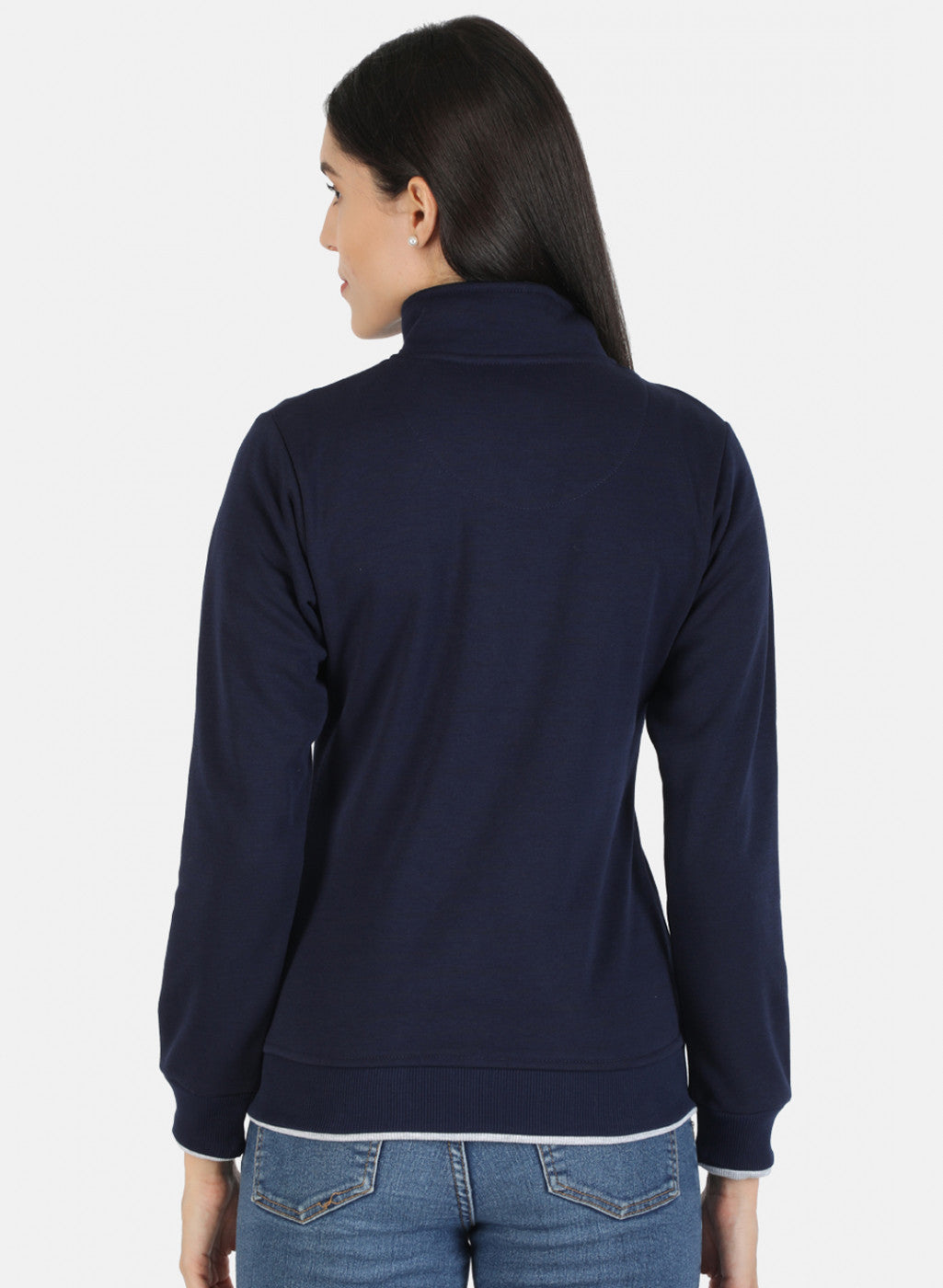 Women Blue Solid Sweatshirt