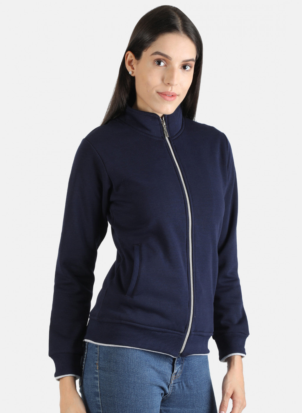 Women Blue Solid Sweatshirt