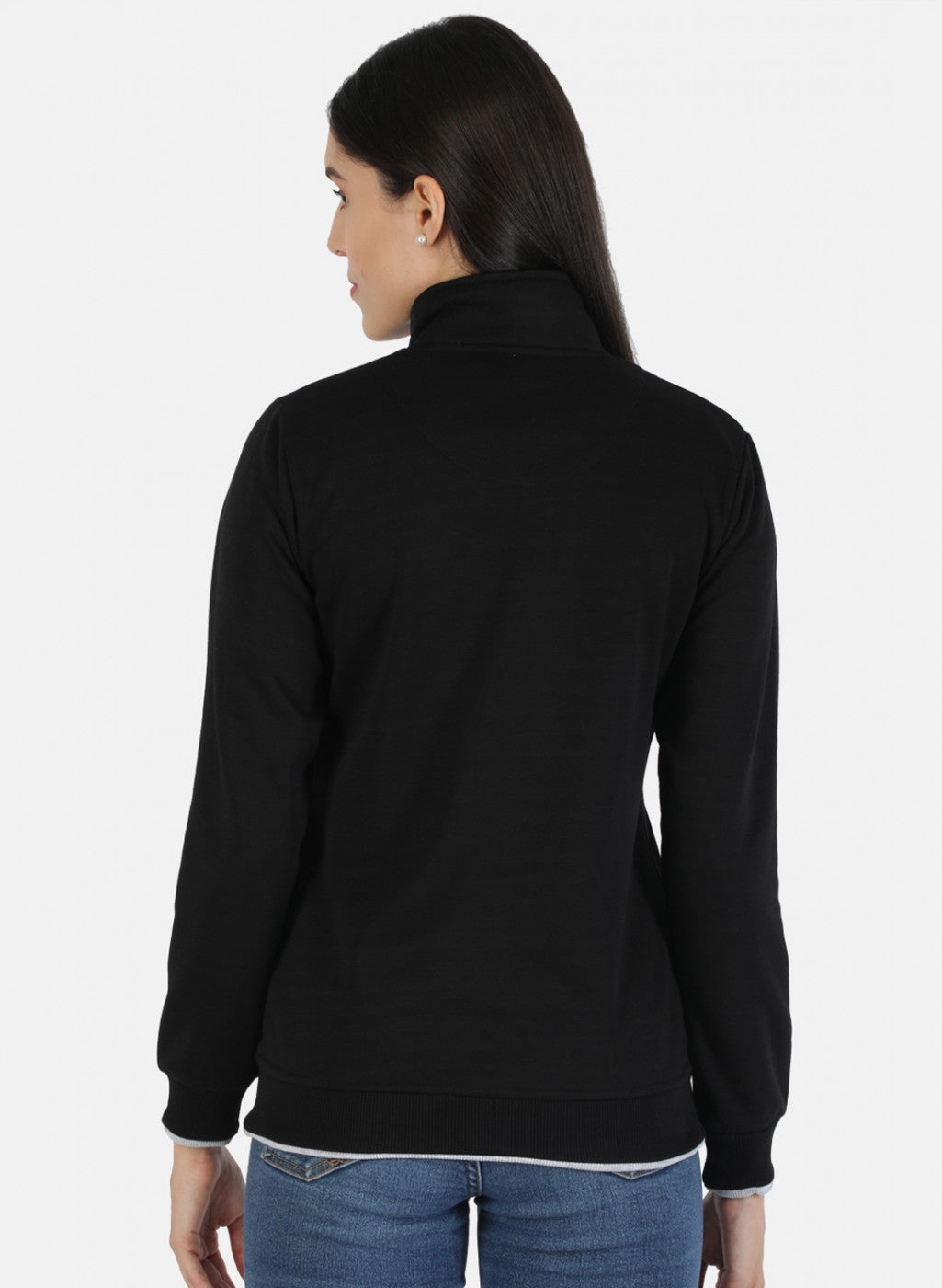 Women Black Solid Sweatshirt