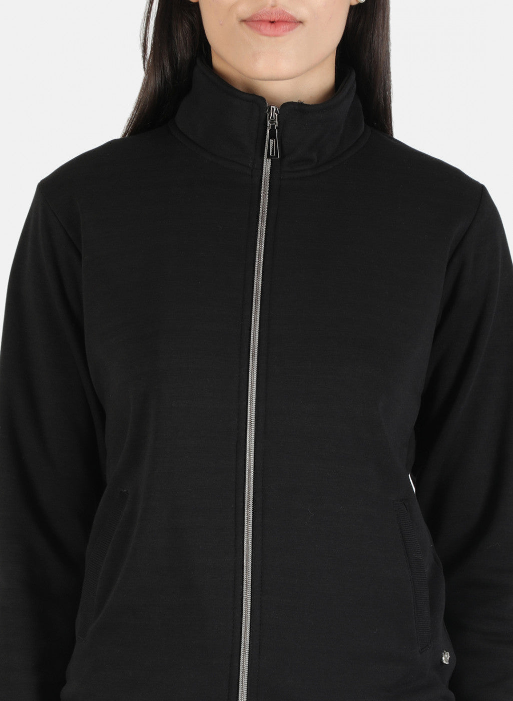 Women Black Solid Sweatshirt