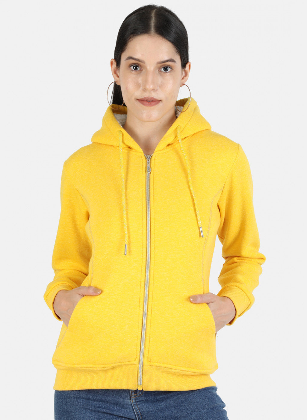 Women Yellow Solid Sweatshirt