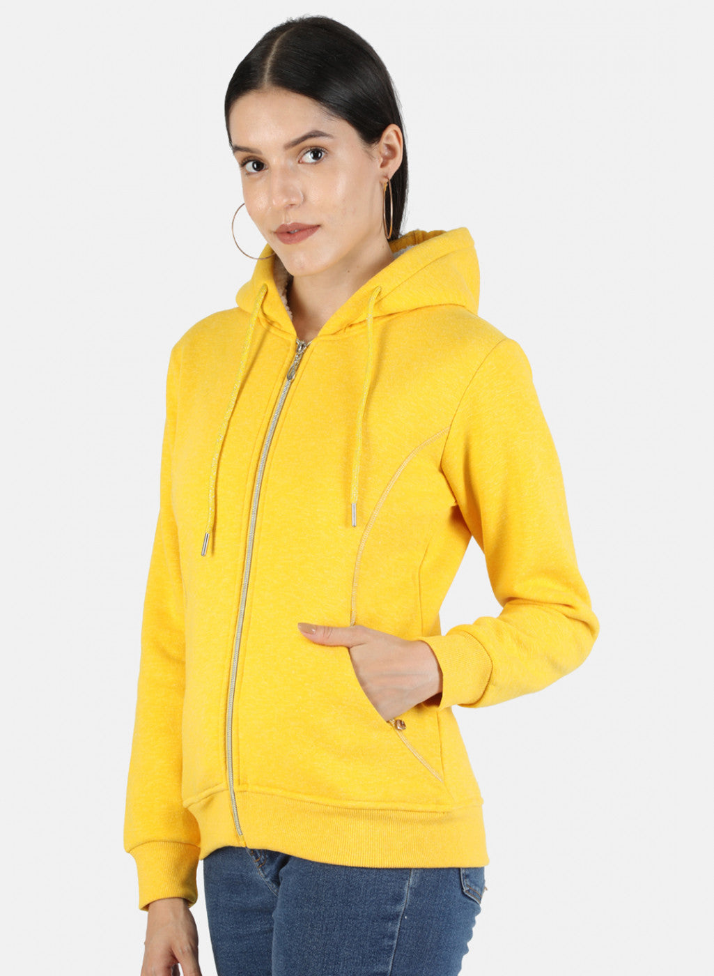 Women Yellow Solid Sweatshirt