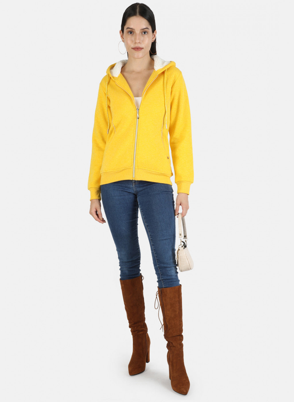 Women Yellow Solid Sweatshirt