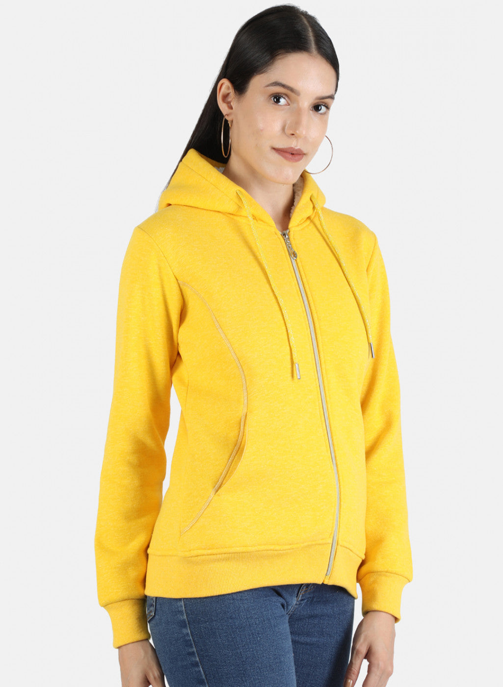 Women Yellow Solid Sweatshirt