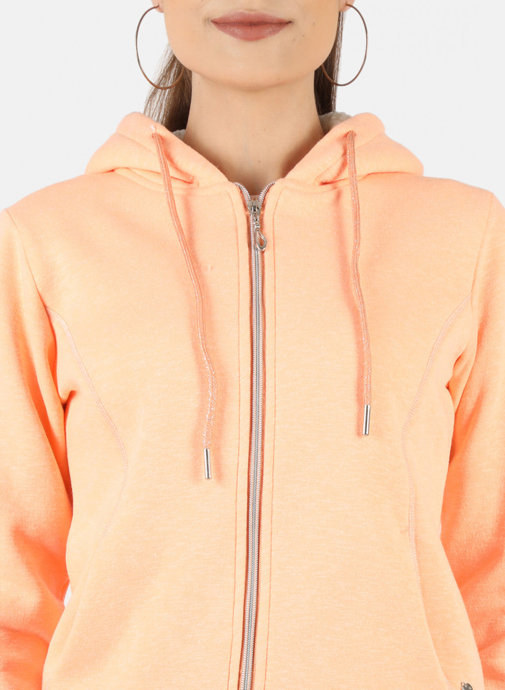 Women Peach Solid Sweatshirt