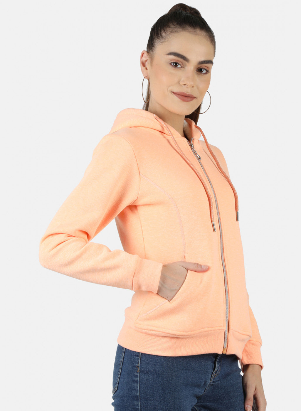 Women Peach Solid Sweatshirt