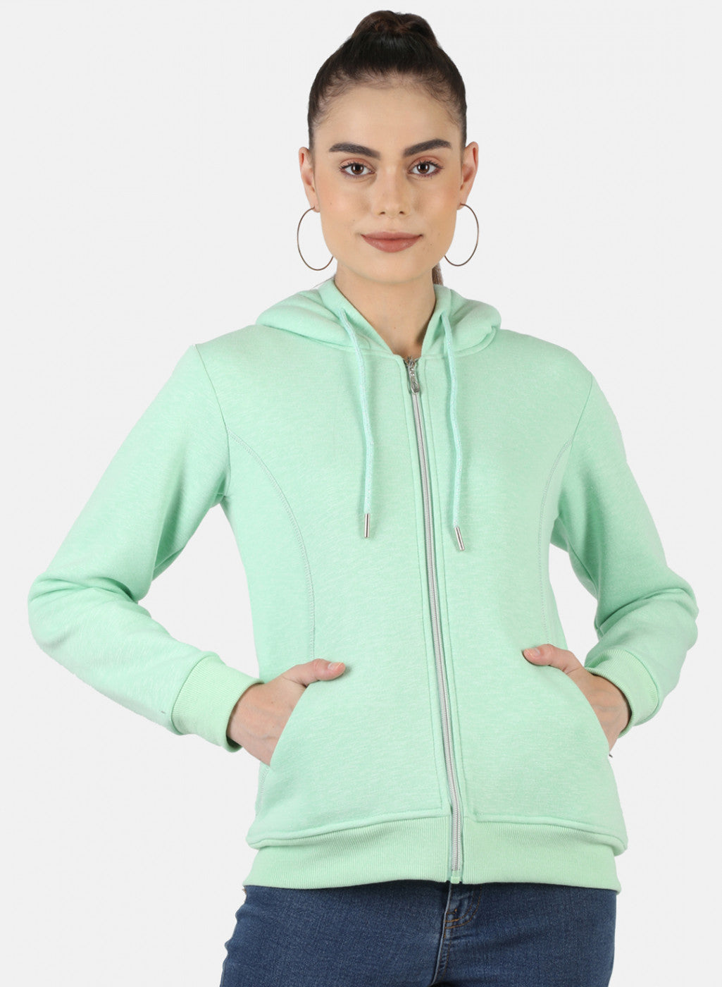 Women Green Solid Sweatshirt