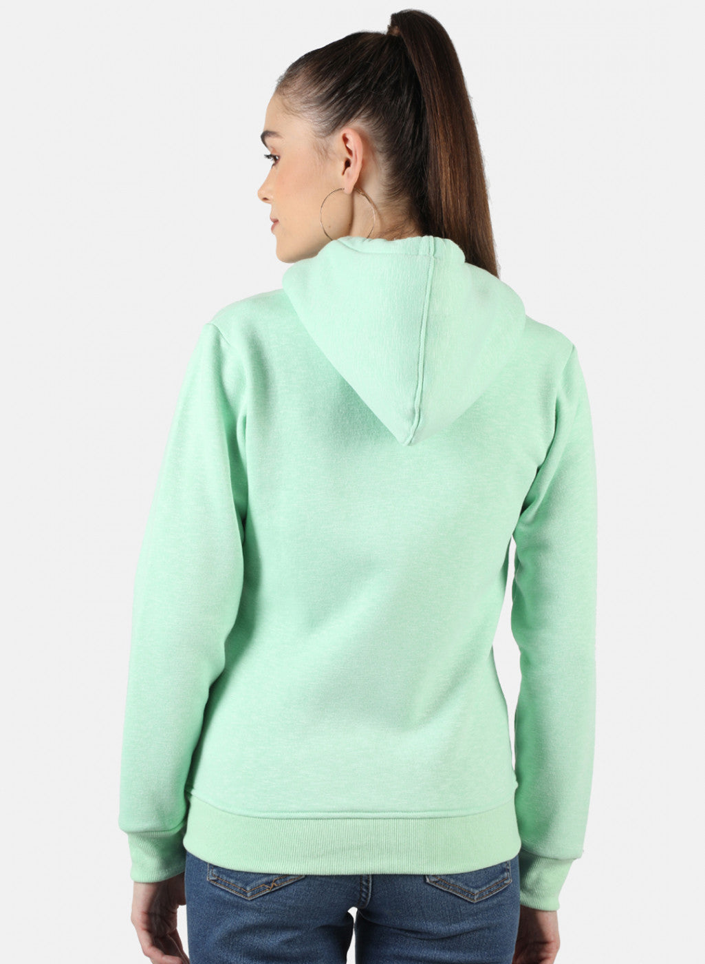 Women Green Solid Sweatshirt