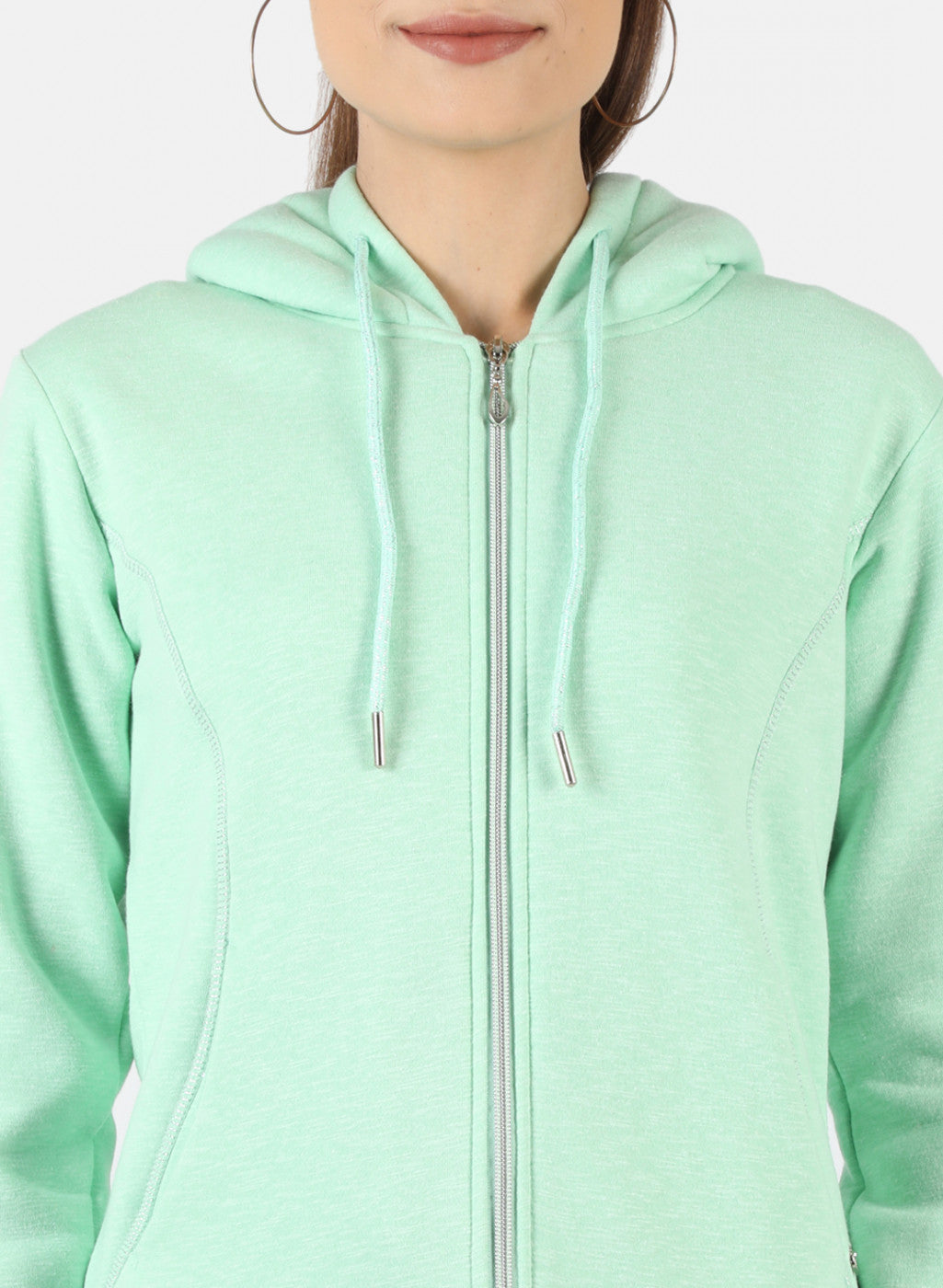 Women Green Solid Sweatshirt