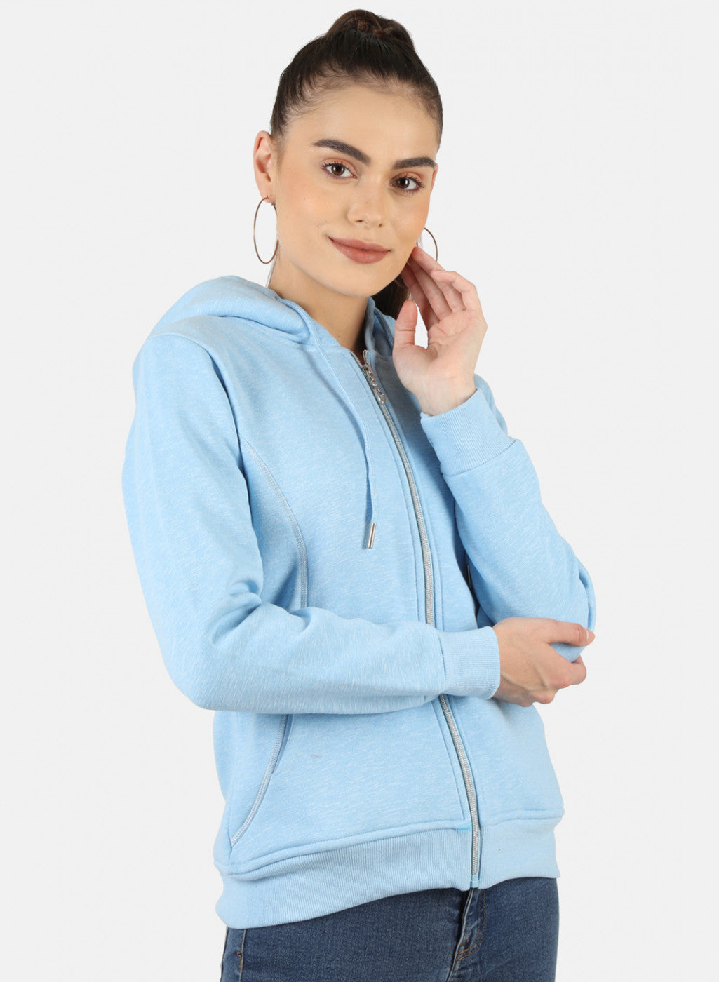 Women Blue Solid Sweatshirt