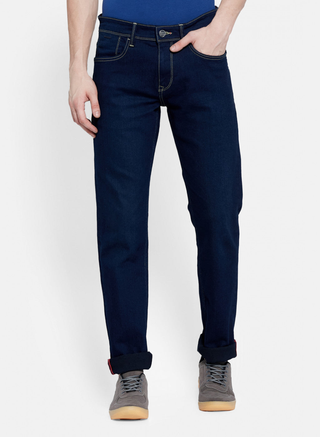 Men Navy Blue Narrow Fit Denim