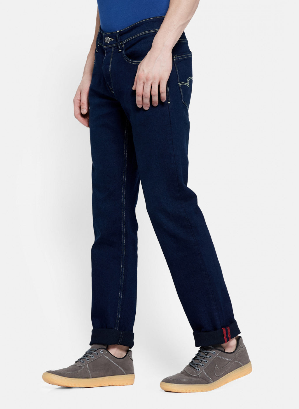 Men Navy Blue Narrow Fit Denim