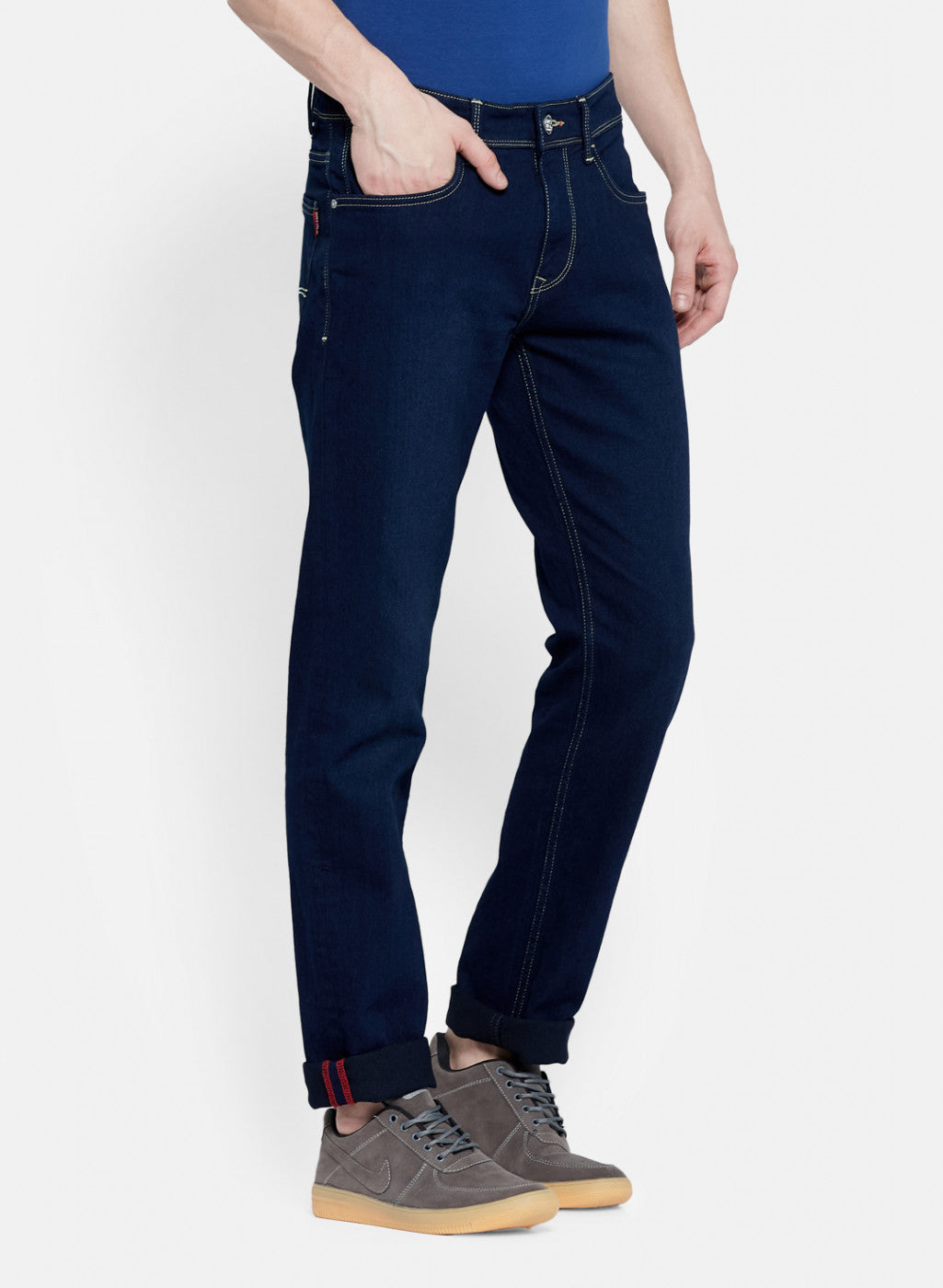 Men Navy Blue Narrow Fit Denim