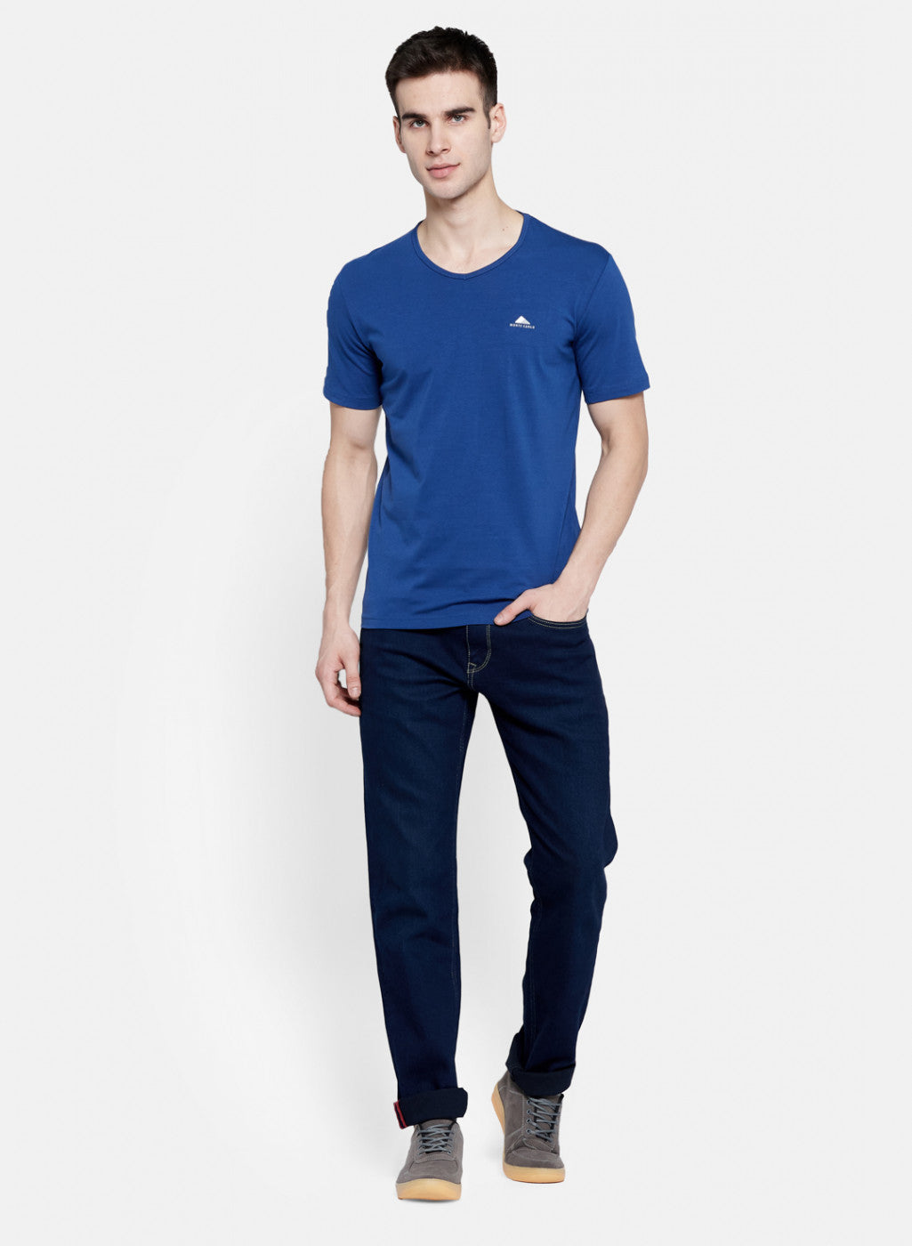 Men Navy Blue Narrow Fit Denim