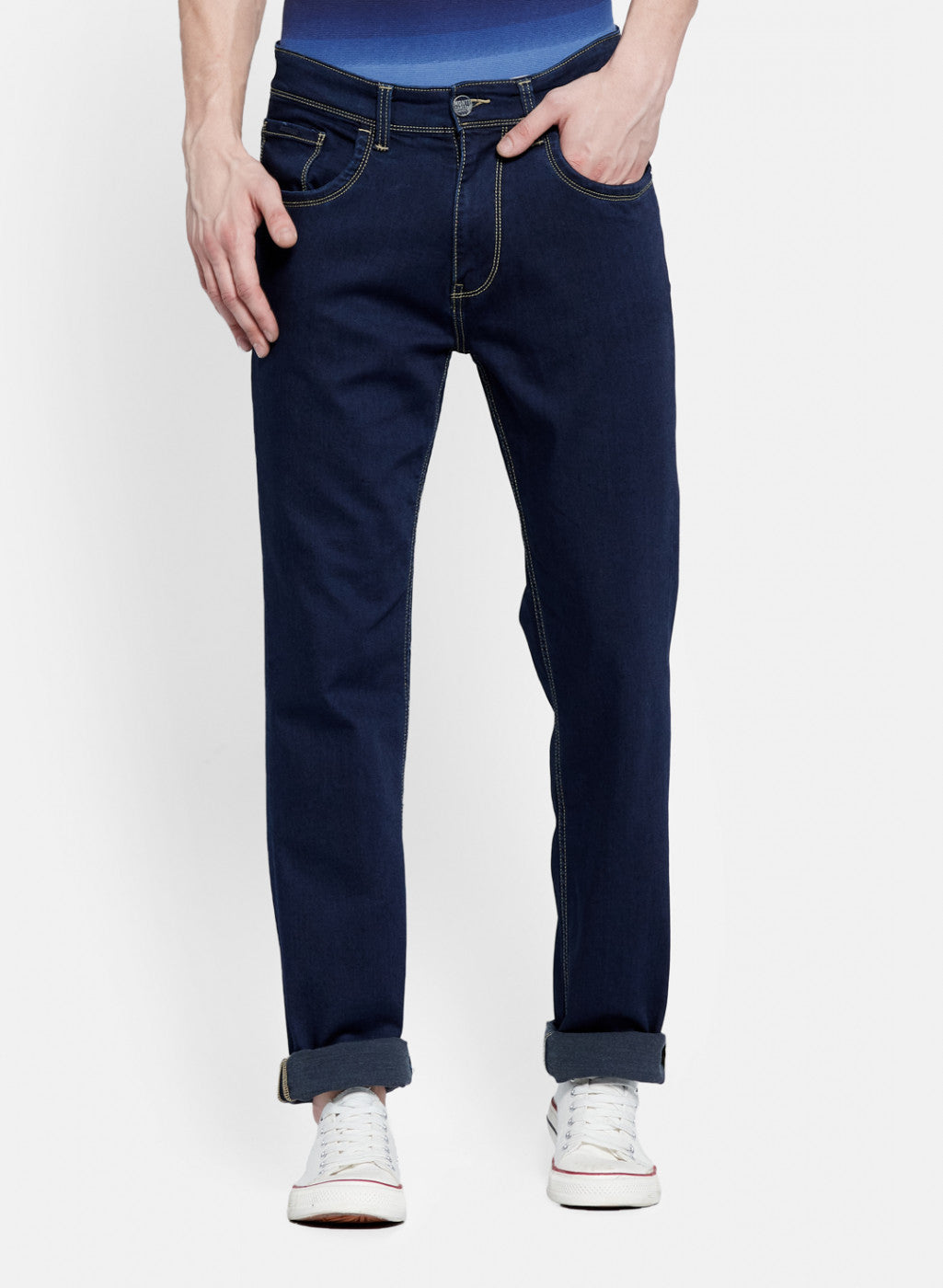 Mens Blue Regular Fit Trouser